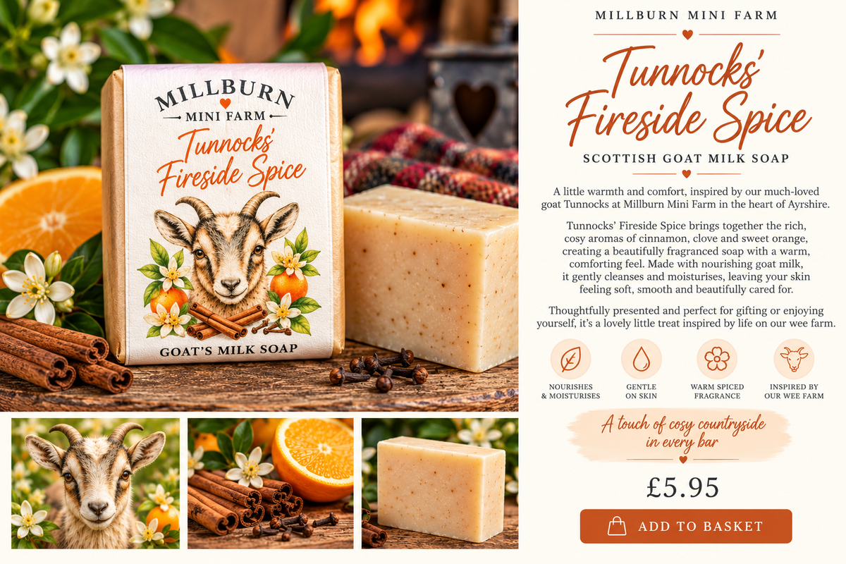 Tunnocks' Fireside Spice – Scottish Goat Milk Soap – Millburn Mini Farm